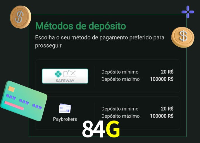 O cassino 84G oferece uma grande variedade de métodos de pagamento